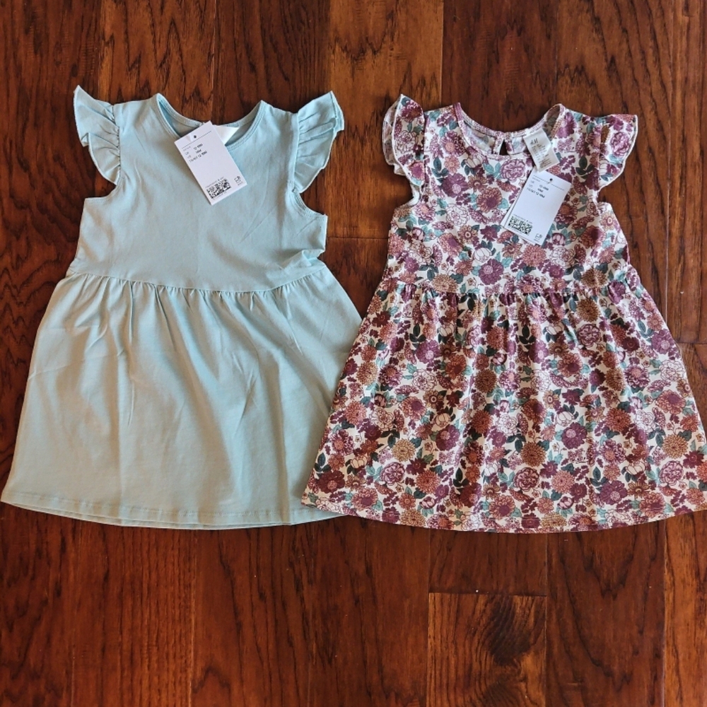 NEW H&M 18 Month Toddler Girl Dress Sleeveless Aqua Blue Green Floral
